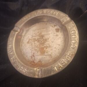 Vintage WINSTON CIGARETTES Taste Good Metal Ashtray 3.5 In. Round
